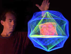 Quintin & UV illuminated spinning polyhedra nests